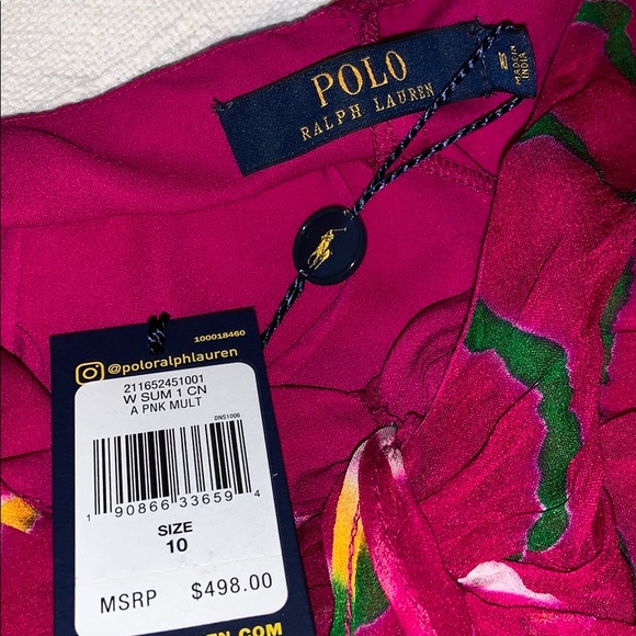 NWT Polo Ralph Lauren Pink Multi Strapless Dress - Picture 4 of 8